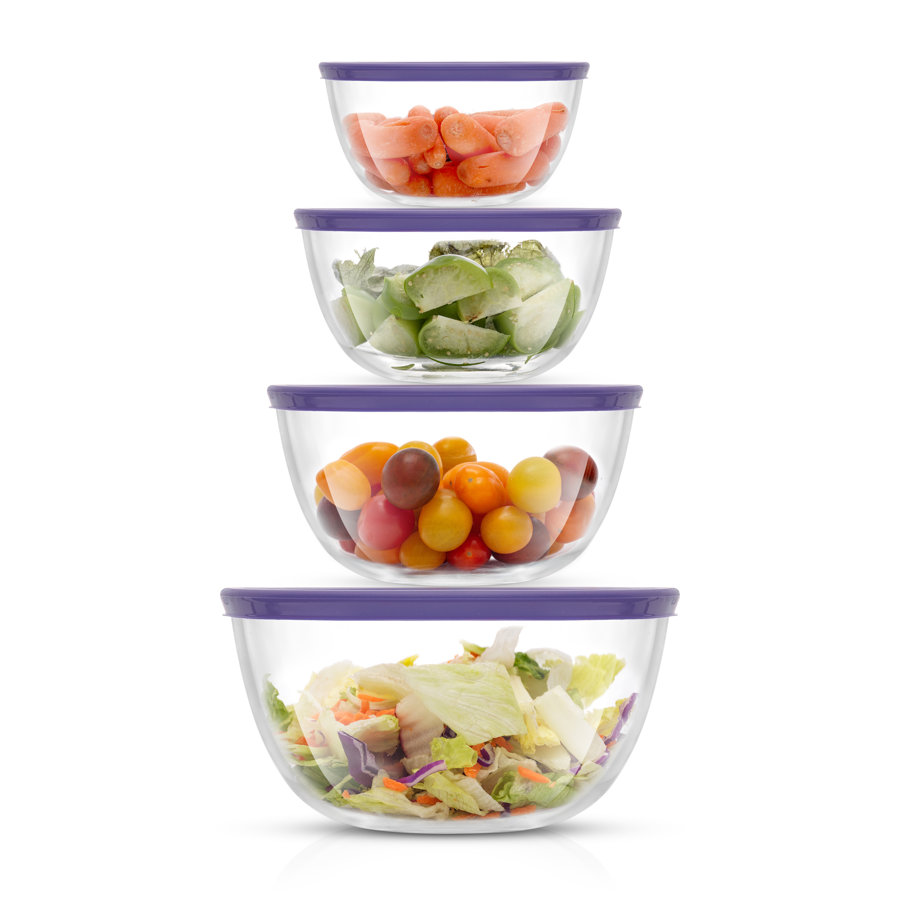 JoyJolt 8-Piece Glass Mixing Bowls with Lids